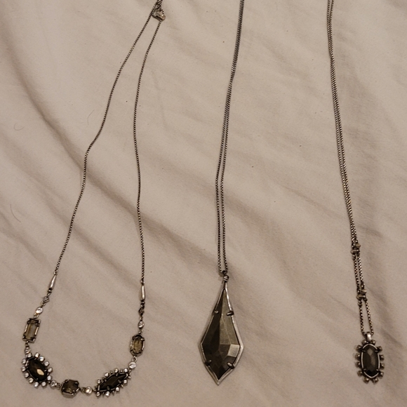 3 NWT Kendra Scott Antique Silver Pyrite Necklaces